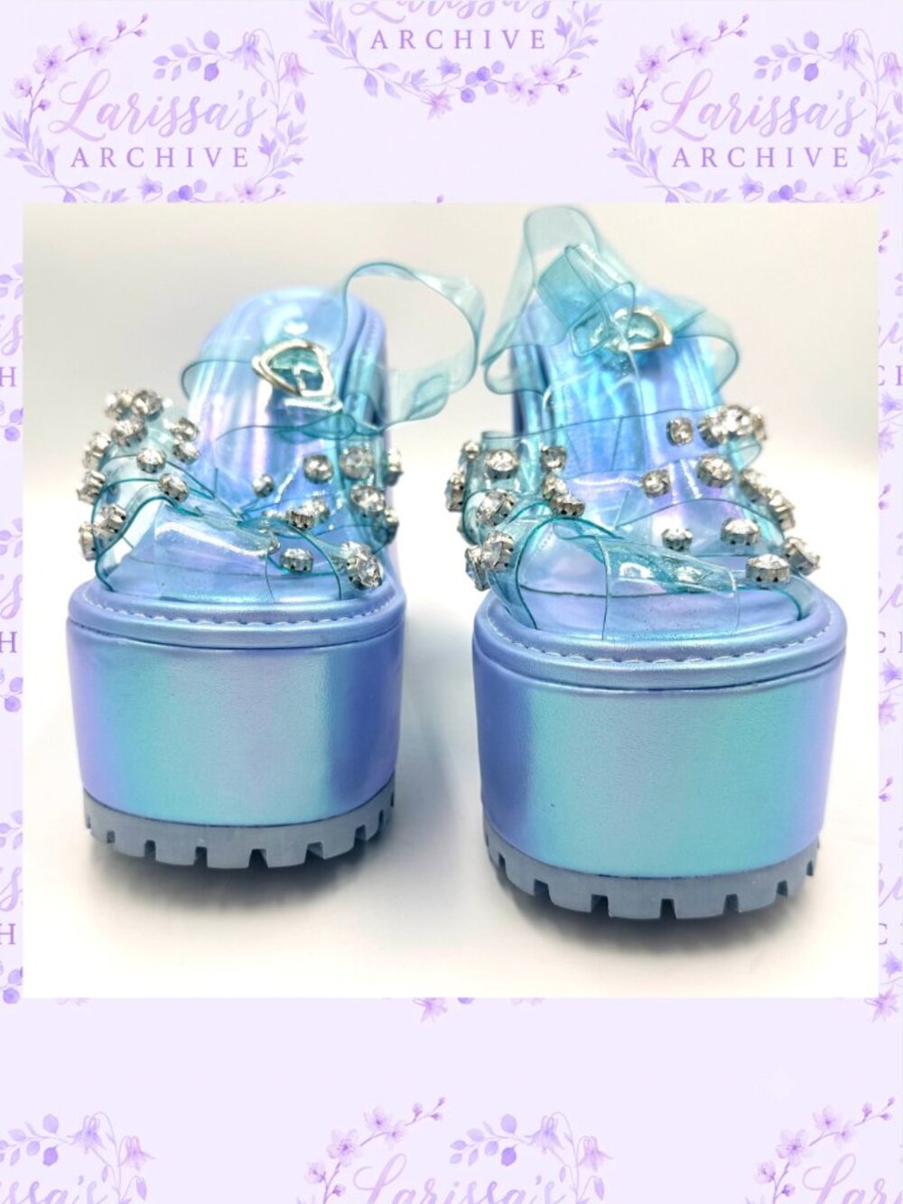 Sugar Thrillz by Dolls Kill | Self-Love Club Holographic Platform Heels | Size 7 - Picture 7 of 15